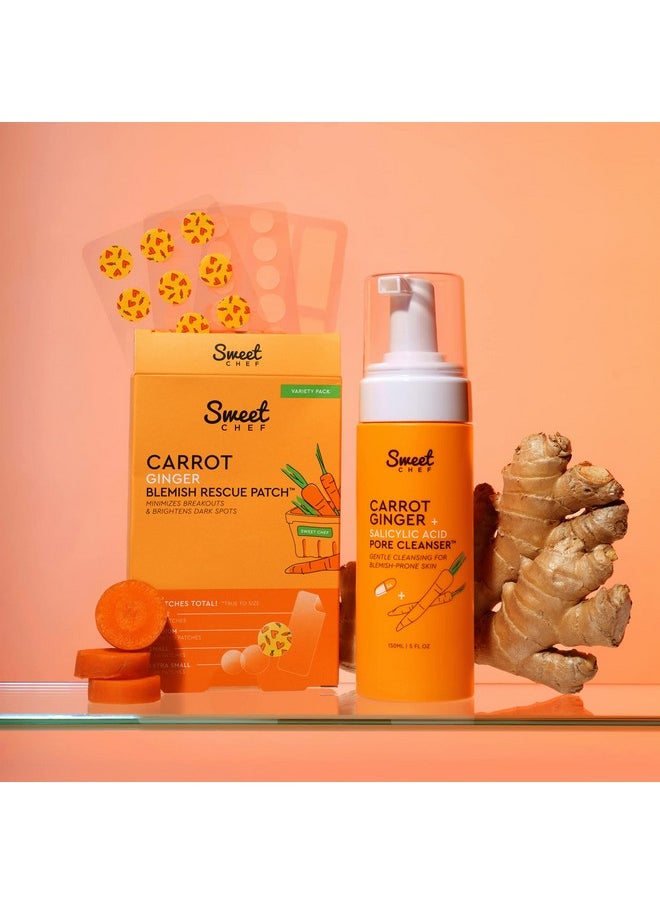 Sweet Chef Carrot Ginger + Salicylic Acid Pore Cleanser - Foaming Face Wash and Gentle Cleanser for Blemish Prone Skin - Brightening Ginger, Pore Minimizer Carrot and Exfoliating Face Wash (5 fl oz)