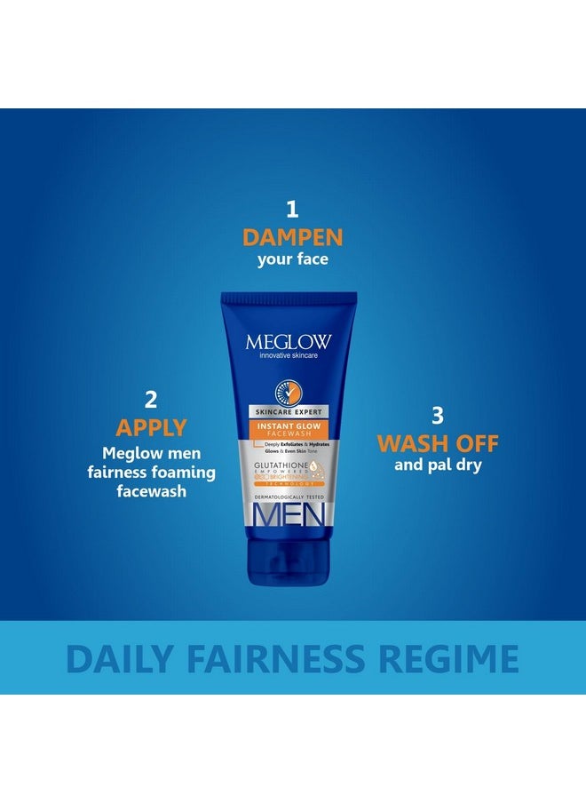 Meglow by Leeford | Instant Glow Facewash for Men | Skin Brightening Face Wash | Deeply Exfoliates & Hydrates | Glows & Even Skin Tone | Pack of 3 (70g each)