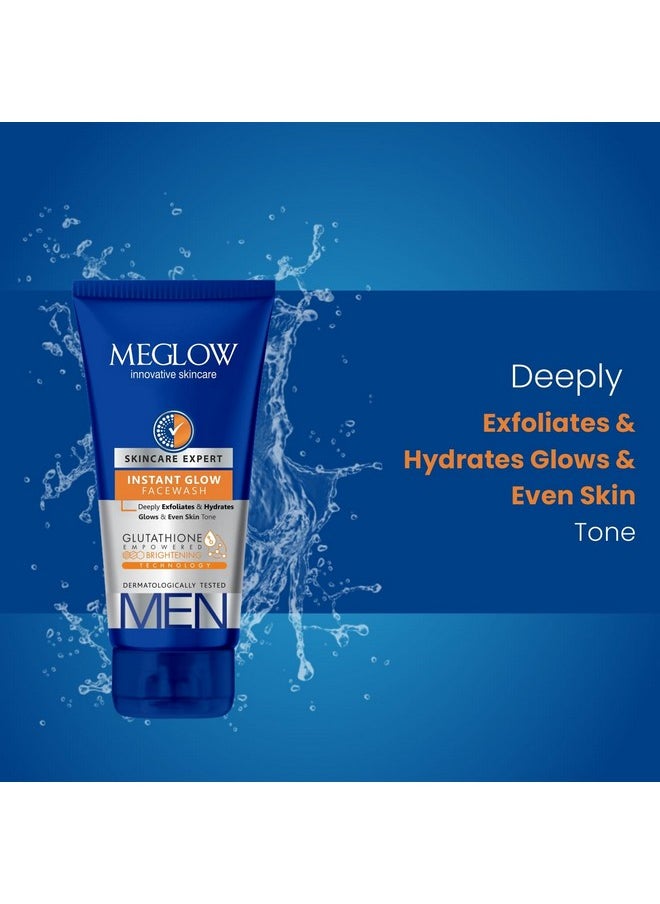 Meglow by Leeford | Instant Glow Facewash for Men | Skin Brightening Face Wash | Deeply Exfoliates & Hydrates | Glows & Even Skin Tone | Pack of 3 (70g each)