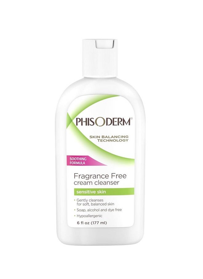 Phisoderm Fragrance Free Cream Cleanser For Sensitive Skin 6 oz (Packs of 6)