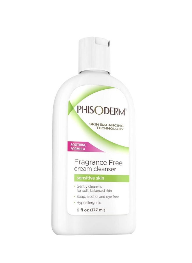 Phisoderm Fragrance Free Cream Cleanser For Sensitive Skin 6 oz (Packs of 6)