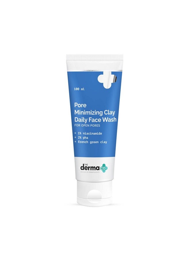 The Derma Co Pore Minimizing Clay Daily Face Wash | Deeply Cleanses Oil & Impurities | Shrink Open Pores | Infused with Green French Clay | 3.38 Fl Oz/100ml