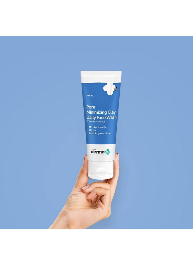 The Derma Co Pore Minimizing Clay Daily Face Wash | Deeply Cleanses Oil & Impurities | Shrink Open Pores | Infused with Green French Clay | 3.38 Fl Oz/100ml