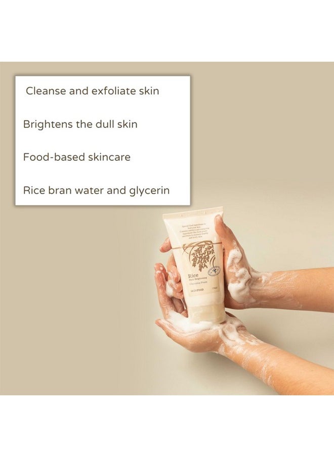 SKINFOOD Rice Daily Cleansing Foam 150ml - Delicate, Fine, and Smooth Brightening Cleansing with Fermented White Rice Ingredients - Firming Bubble Facial Foam Cleanser - For Men and Women (5.07 fl. oz.)