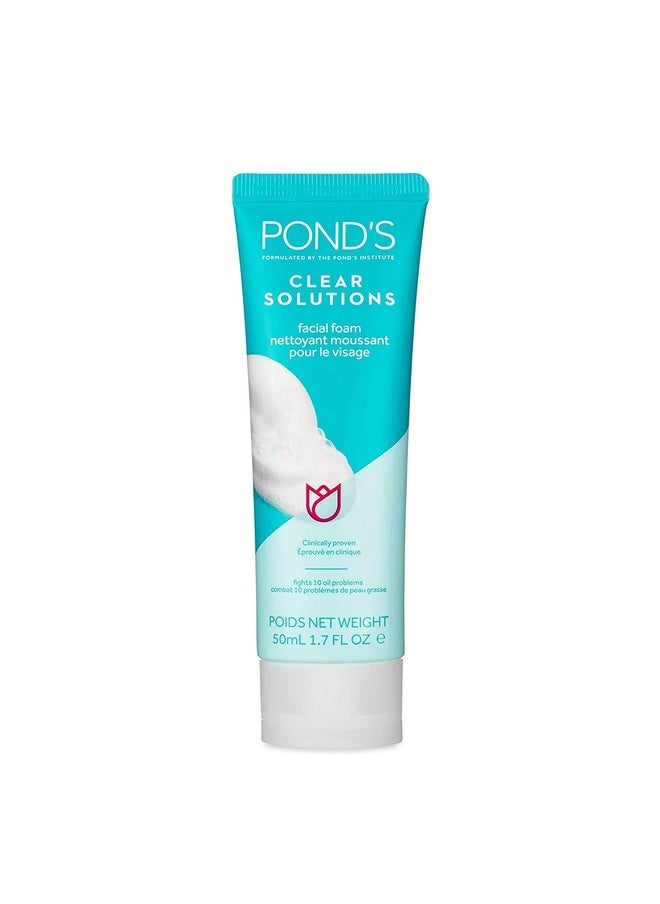 Pond's Clear Solution, Foaming Face Wash, Removes Excess Oil, Face Cleanser, 1.7 Fl Oz (Pack of 3)