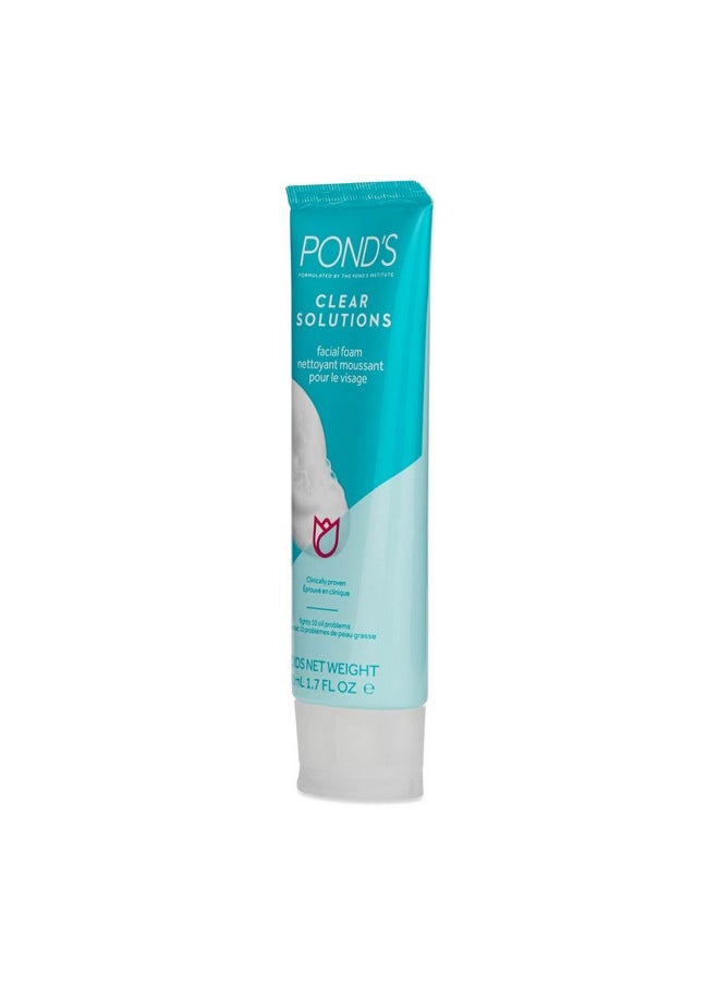 Pond's Clear Solution, Foaming Face Wash, Removes Excess Oil, Face Cleanser, 1.7 Fl Oz (Pack of 3)