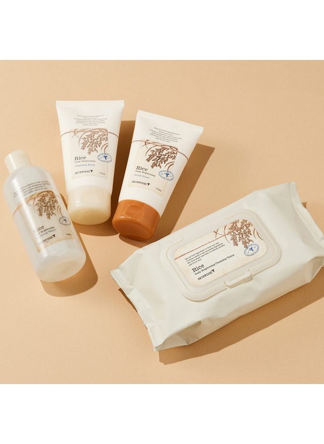 SKINFOOD Rice Daily Scrub Foam 5.07 oz. (150ml) - Hypoallergenic Micro Fine Rice Bran Facial Scrub Foaming Cleanser, Skin Exfoliating with Dense Foam - Exfoliating Face Scrub - Sensitive Skin Scrub