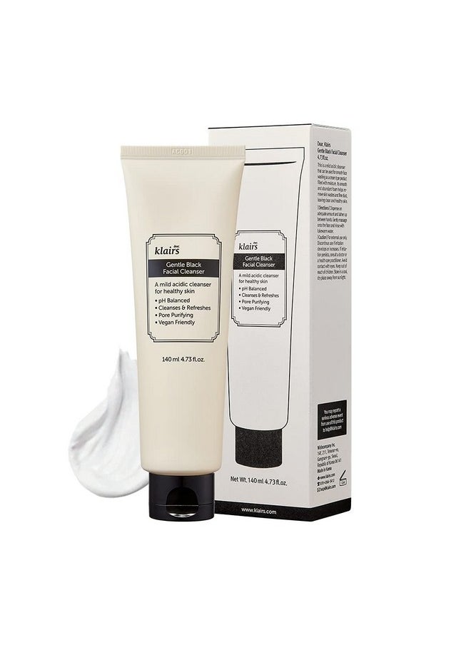 DearKlairs] Gentle Black Facial Cleanser, 4.73 Fl Oz | Vegan, low pH, Hydrating Finish, 99% Fine Dust Removal, A Creamy foam cleanser, daily face wash