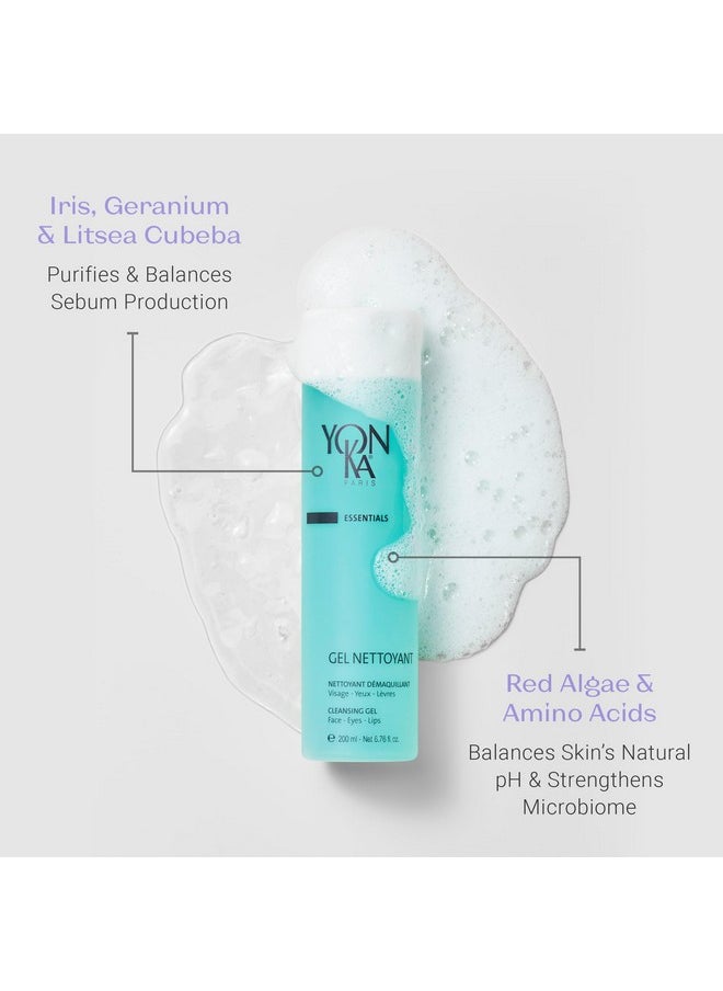 Yonka Gel Face Cleanser, Gentle Foaming Face Wash and Makeup Remover, Natural Plant-Based Formula to Cleanse Pores and Balance Skins pH, Acne Prone and Oily Skin, Paraben-Free, 6.8 Fl Oz