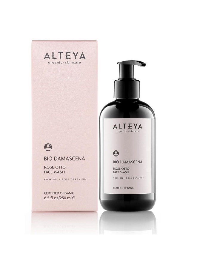 Alteya Organics Face Wash USDA Certified Organic Skin Care 8.5 Fl Oz/250 mL Bio Damascena Award-Winning Face Cleanser With Organic Bulgarian Rose Oil Purifying, Soothing and Beautifying