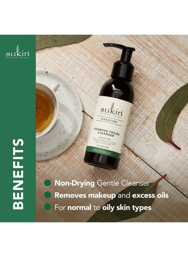 Sukin Foaming Facial Cleanser Pump, Gentle Gel Cleanser with Green Tea, Aloe Vera & Chamomile to Purify, Soothe & Tighten Skin, 4.23 Fl Oz