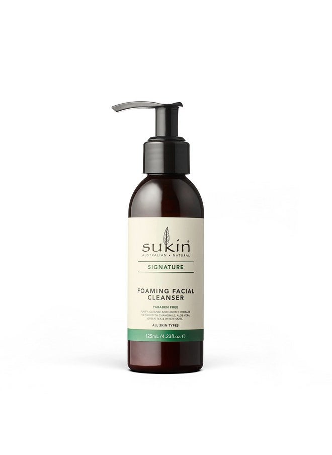 Sukin Foaming Facial Cleanser Pump, Gentle Gel Cleanser with Green Tea, Aloe Vera & Chamomile to Purify, Soothe & Tighten Skin, 4.23 Fl Oz