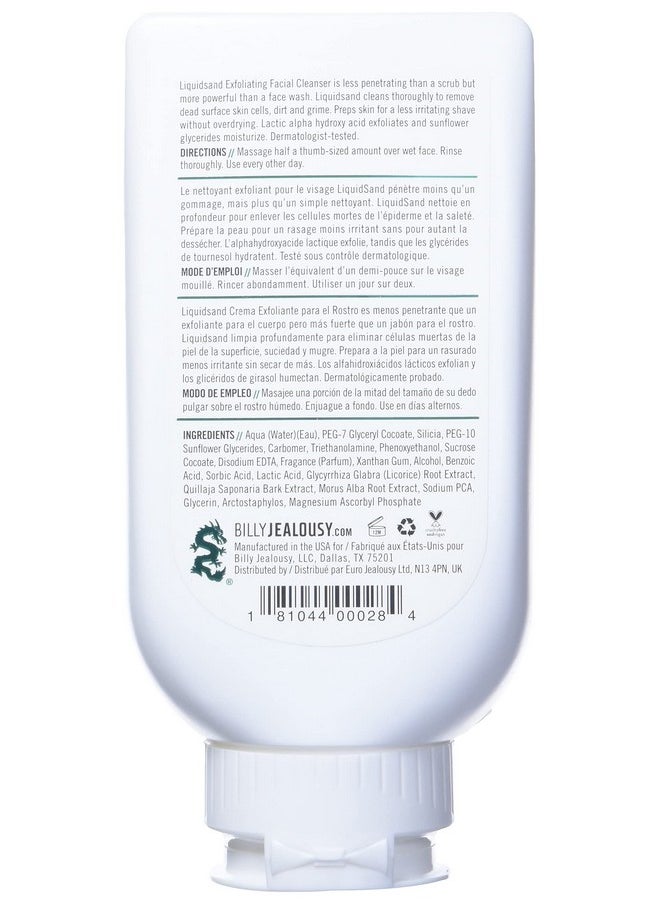Billy Jealousy LiquidSand Exfoliating Face Cleanser for All Skin Types, Mens Face Wash for Daily Exfoliation of Dead Skin Cells & Grime, Cleans, Softens & Nourishes Skin, 33.8 Fl Oz