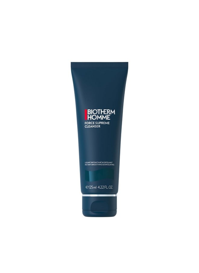 Biotherm Homme Force Supreme Cleanser, Smoothing & Exfoliating Face Cleanser for Men with Blue Algae, Cedar Bud Extract & Exfoliating Micro-Particles, for Soft and Comfortable Skin, 4.2 Fl. Oz.