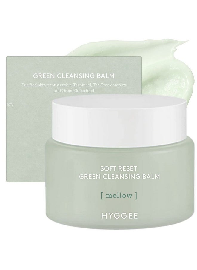 HYGGEE Soft Reset Green Cleansing Balm - Vegan Gentle Makeup Remover Sherbet Cleanser - Milky Oil Based Cleanser - Tea Tree Extract & Jojoba Oil - Hypoallergenic for Sensitive Skin, 3.38oz.
