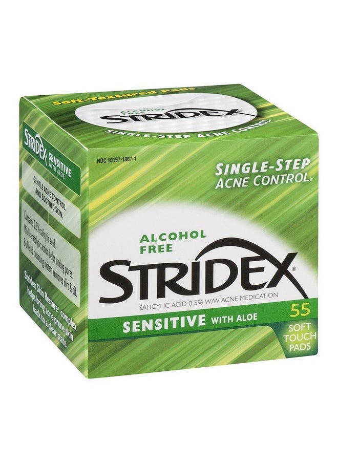 Stridex Single-Step Acne Control Sensitive with Aloe Alcohol Free Soft Touch Pads