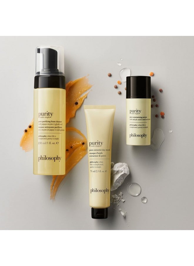philosophy purity made simple pore purifying foam facial cleanser - with papaya enzyme & glycolic acid - foaming face wash - removes dirt and impurities from pores - 5 fl oz