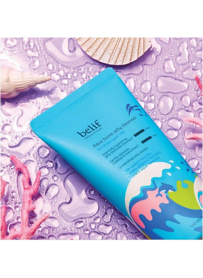 belif Aqua Bomb Hydrating Jelly Cleanser, Gentle Hydrating Face Wash, Mild Facial Cleanser,Good for Dryness, Uneven Texture, Gel-to-Foam Cleanser,For All Skin Types, Korean Skin Care