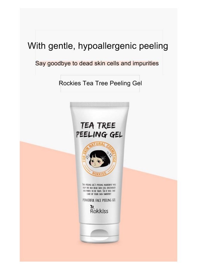 ROKKISS Tea Tree Peeling Gel (4.1fl oz) - Gentle Exfoliating Gel for Face & Body with Natural Cellulose, Remove Impurities for Smooth Skin, Korean Skin Care. Cica, Licorice & Aloe Vera Extracts.