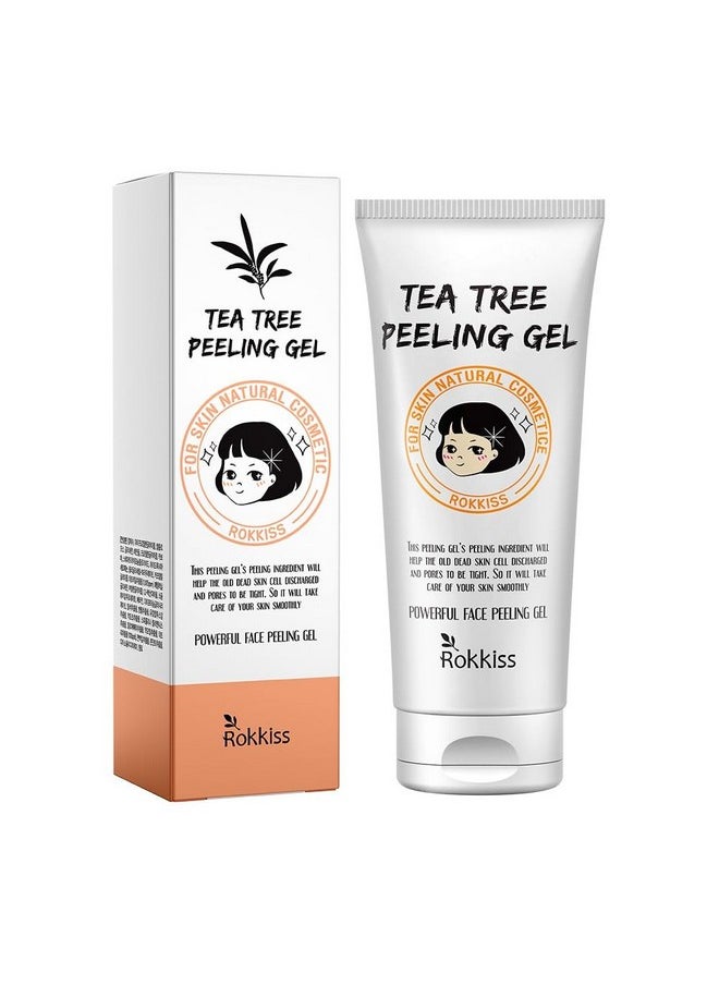 ROKKISS Tea Tree Peeling Gel (4.1fl oz) - Gentle Exfoliating Gel for Face & Body with Natural Cellulose, Remove Impurities for Smooth Skin, Korean Skin Care. Cica, Licorice & Aloe Vera Extracts.