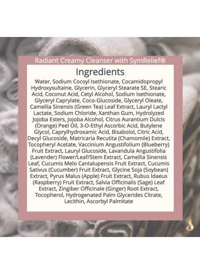 Script Essentials Radiant Creamy Cleanser With SymRelief By Suzy Cohen - Luxurious Hydrating Healing Solution For Troubled Skin - Perfect for Cystic Acne, Blotchy, Dry, Red, And Irritated Skin (3oz)
