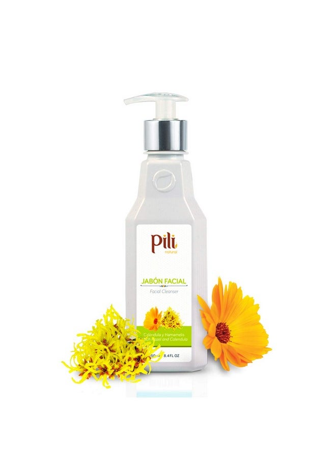Pili Facial Cleanser with Witch Hazel and Calendula, cleans and exfoliates with controlled pH