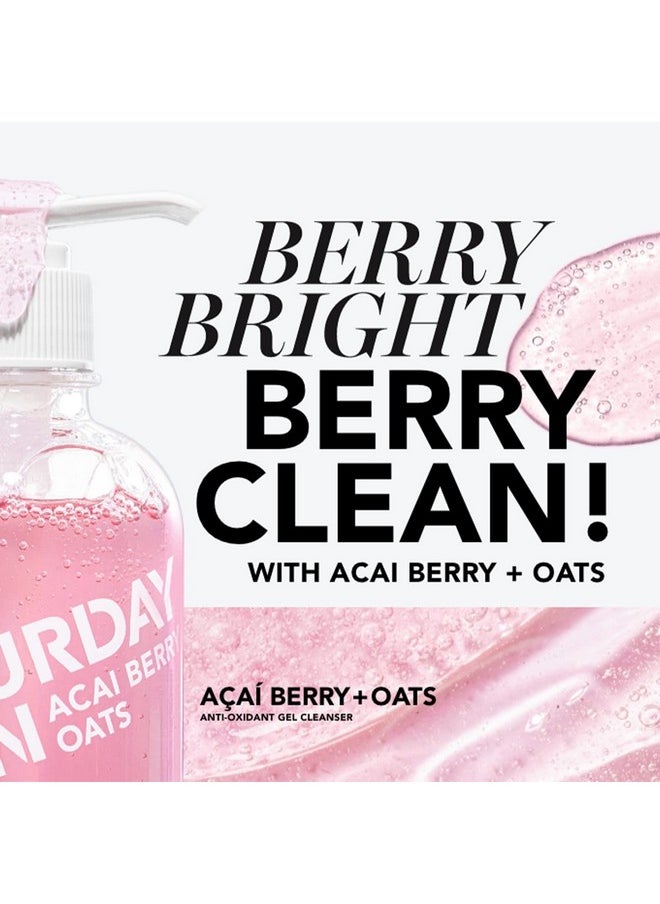 Saturday Skin Hydrating Gentle Facial Gel Cleanser Makeup Remover Sensitive Skin Face Wash Antioxidant Vitamin Brightening Smoothing | Korean Skin Care CICA Acai Berry Oats
