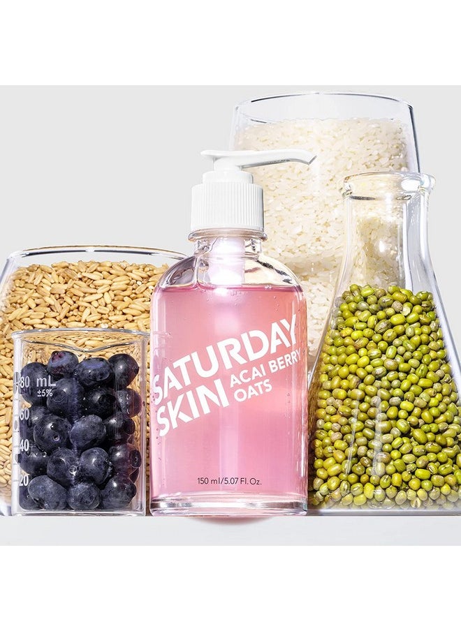 Saturday Skin Hydrating Gentle Facial Gel Cleanser Makeup Remover Sensitive Skin Face Wash Antioxidant Vitamin Brightening Smoothing | Korean Skin Care CICA Acai Berry Oats