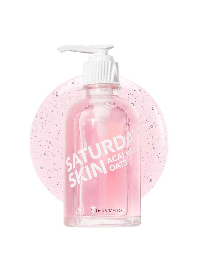 Saturday Skin Hydrating Gentle Facial Gel Cleanser Makeup Remover Sensitive Skin Face Wash Antioxidant Vitamin Brightening Smoothing | Korean Skin Care CICA Acai Berry Oats