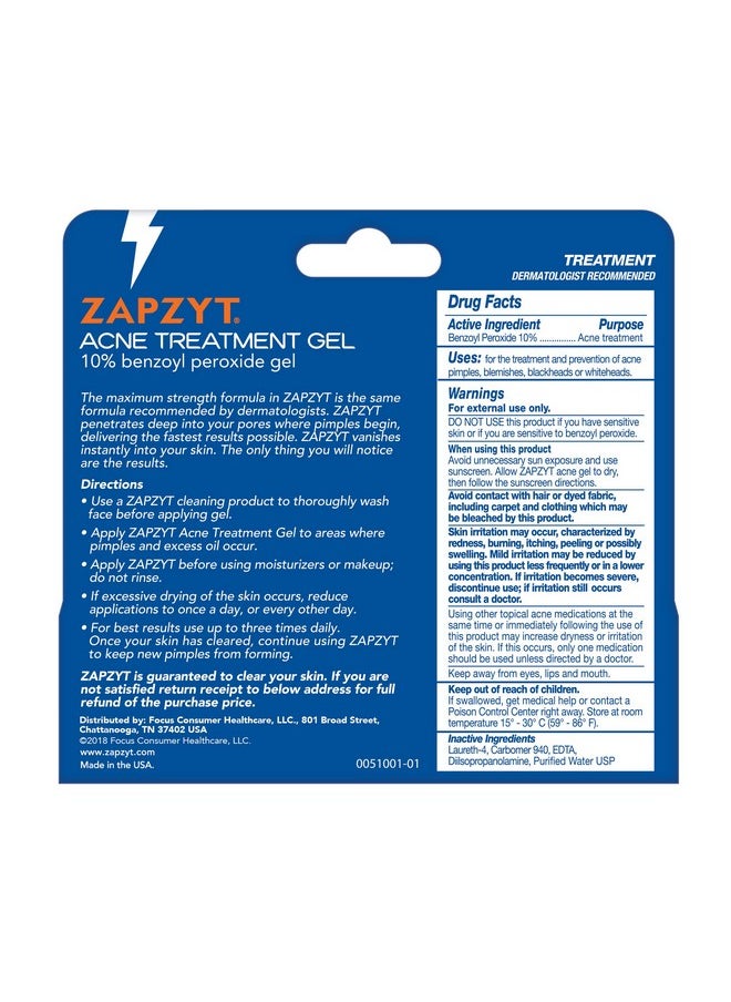ZapZyt Acne Treatment Gel, 1 oz, Pack of 2