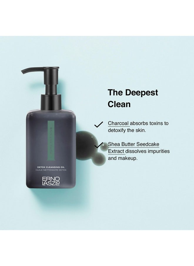 Erno Laszlo Detox Cleansing Oil, Lightweight Facial Cleanser Helps Dissolve Makeup and Impurities with Charcoal and Shea Butter, Deep Cleansing Oil, 6.4 Fl Oz