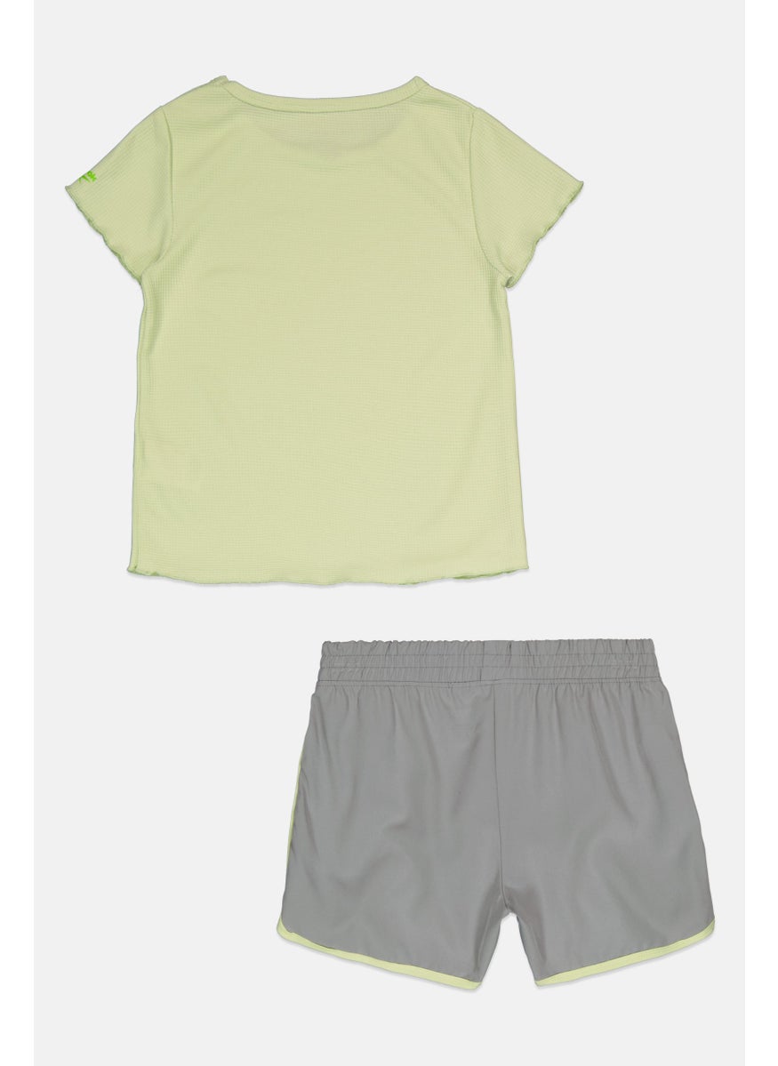 Kids Girl 2 Pieces Short Sleeves Top And Short Set, Multicolor