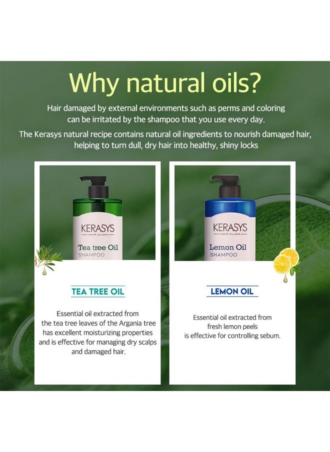 Kerasys Hair Clinic Tea Tree Oil 33.8 fl oz / 1L (Shampoo + Conditioner Set)