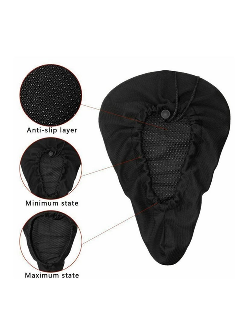 1PCS 3D Soft Thickened Gel Bicycle Seat Cover Breathable, Anti-Slip Mountain Bike Saddle Cushion Pad for Long-Distance Riding-29x19x2.9cm