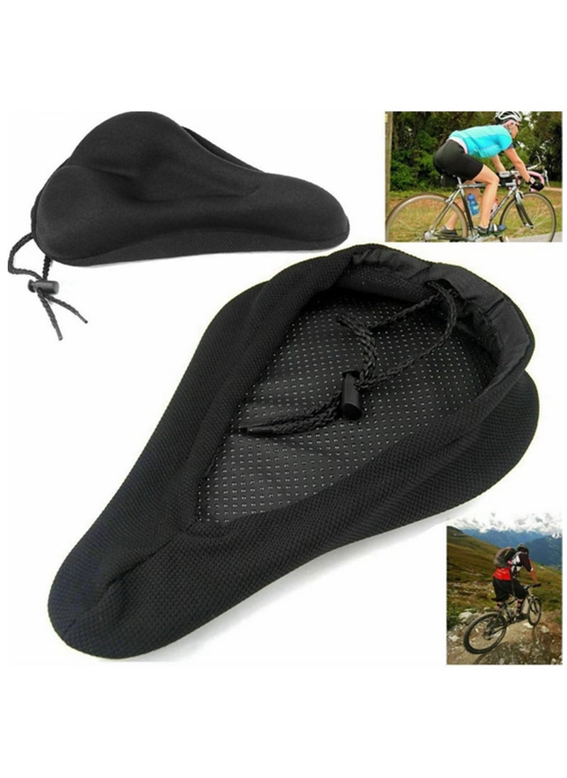 1PCS 3D Soft Thickened Gel Bicycle Seat Cover Breathable, Anti-Slip Mountain Bike Saddle Cushion Pad for Long-Distance Riding-29x19x2.9cm