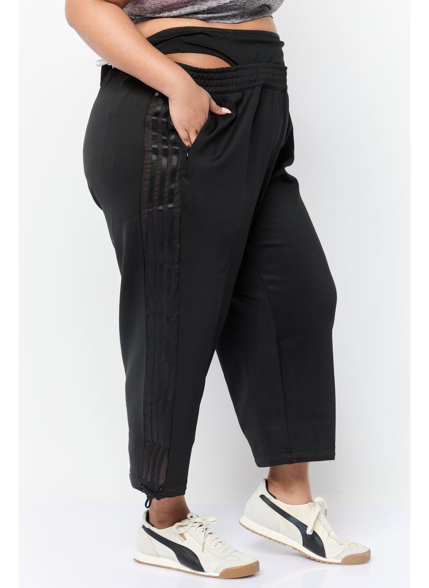 Women Plus Size 7/8 Outdoor Wide Leg Track Pants, Black