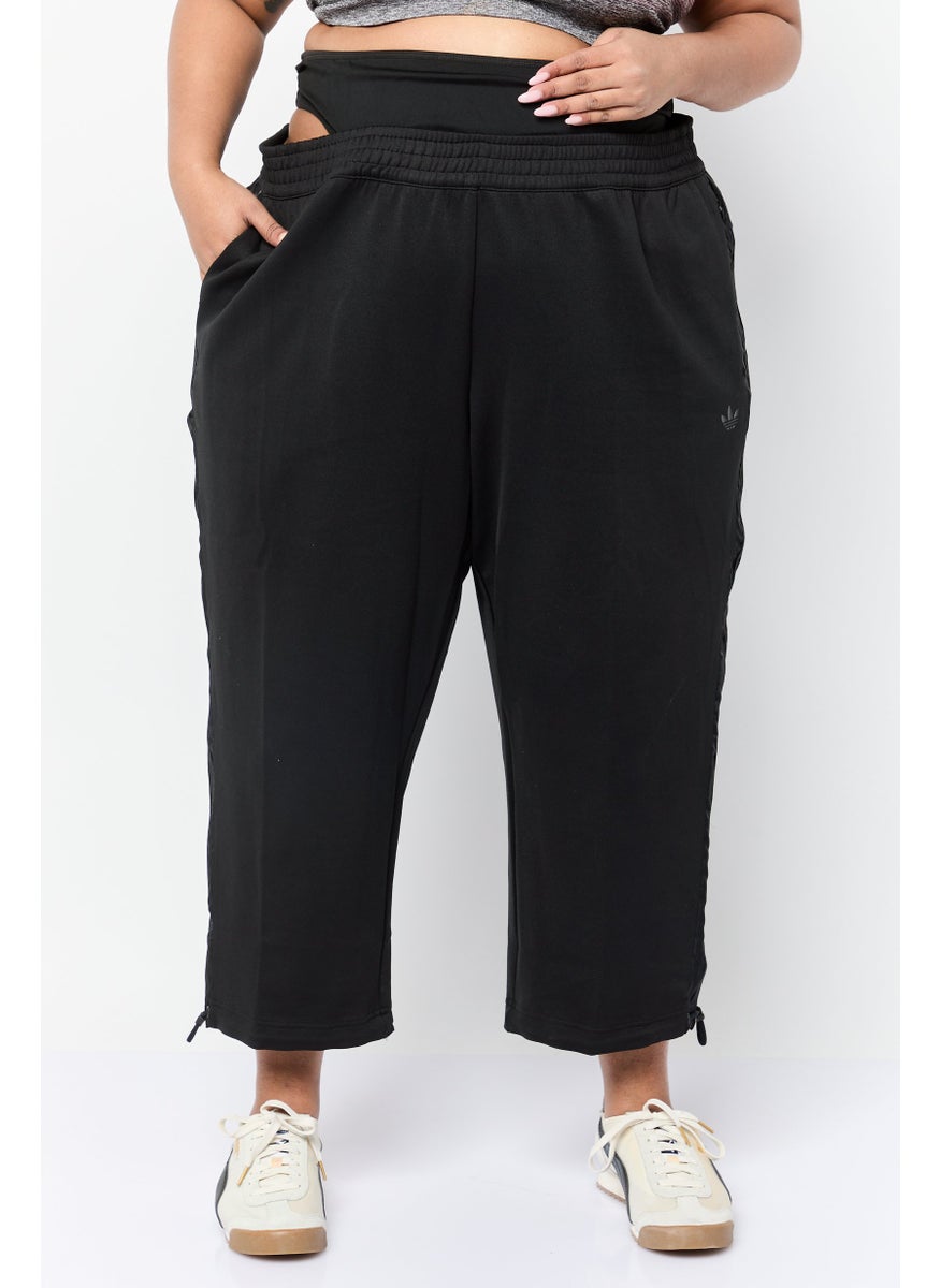 Women Plus Size 7/8 Outdoor Wide Leg Track Pants, Black