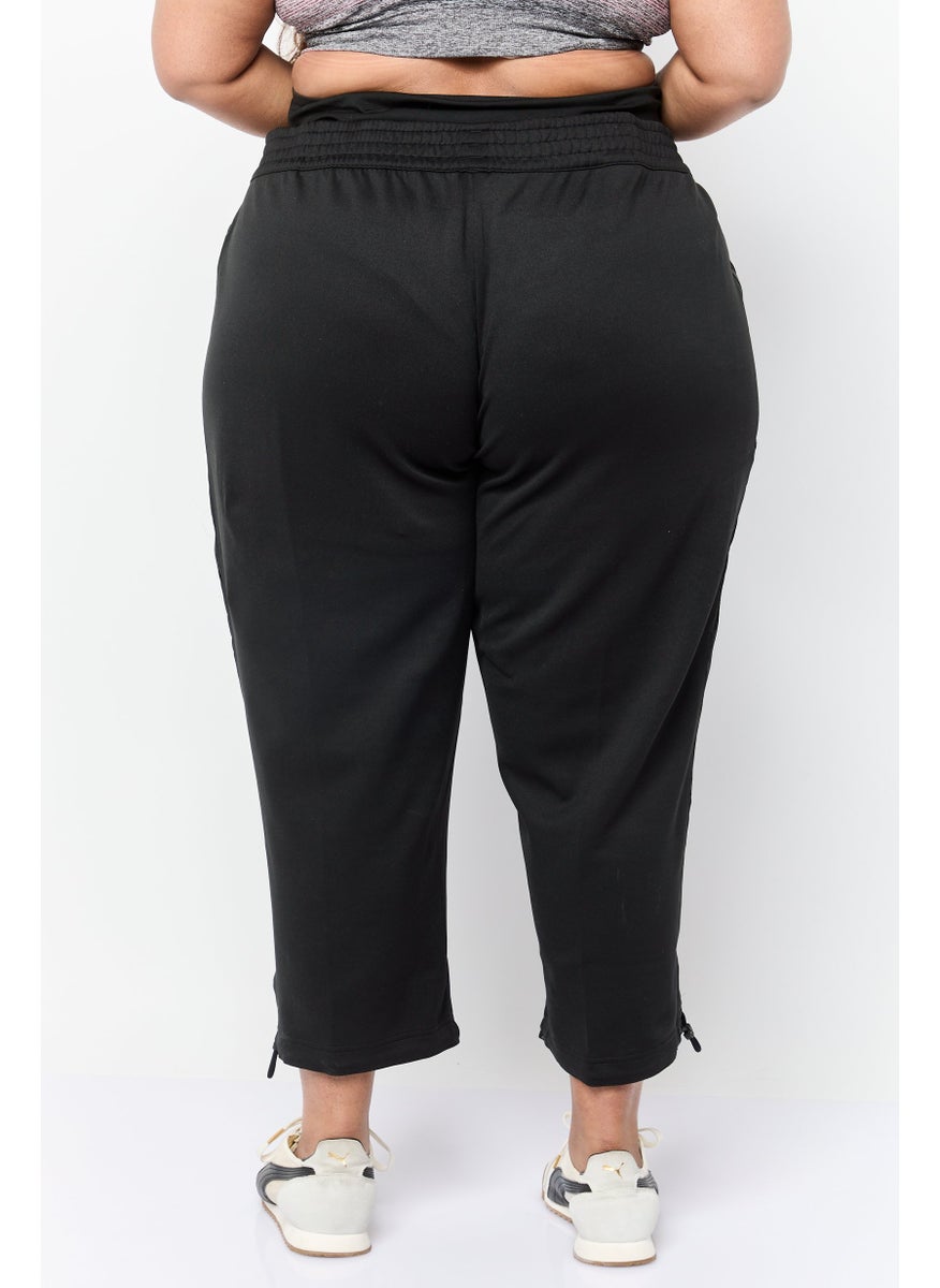 Women Plus Size 7/8 Outdoor Wide Leg Track Pants, Black