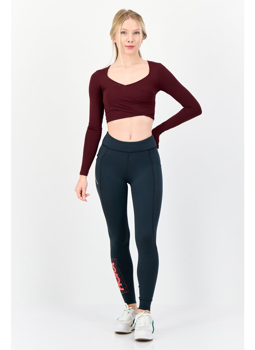 Women Sportswear Fit Brand Logo Training Leggings, Grey