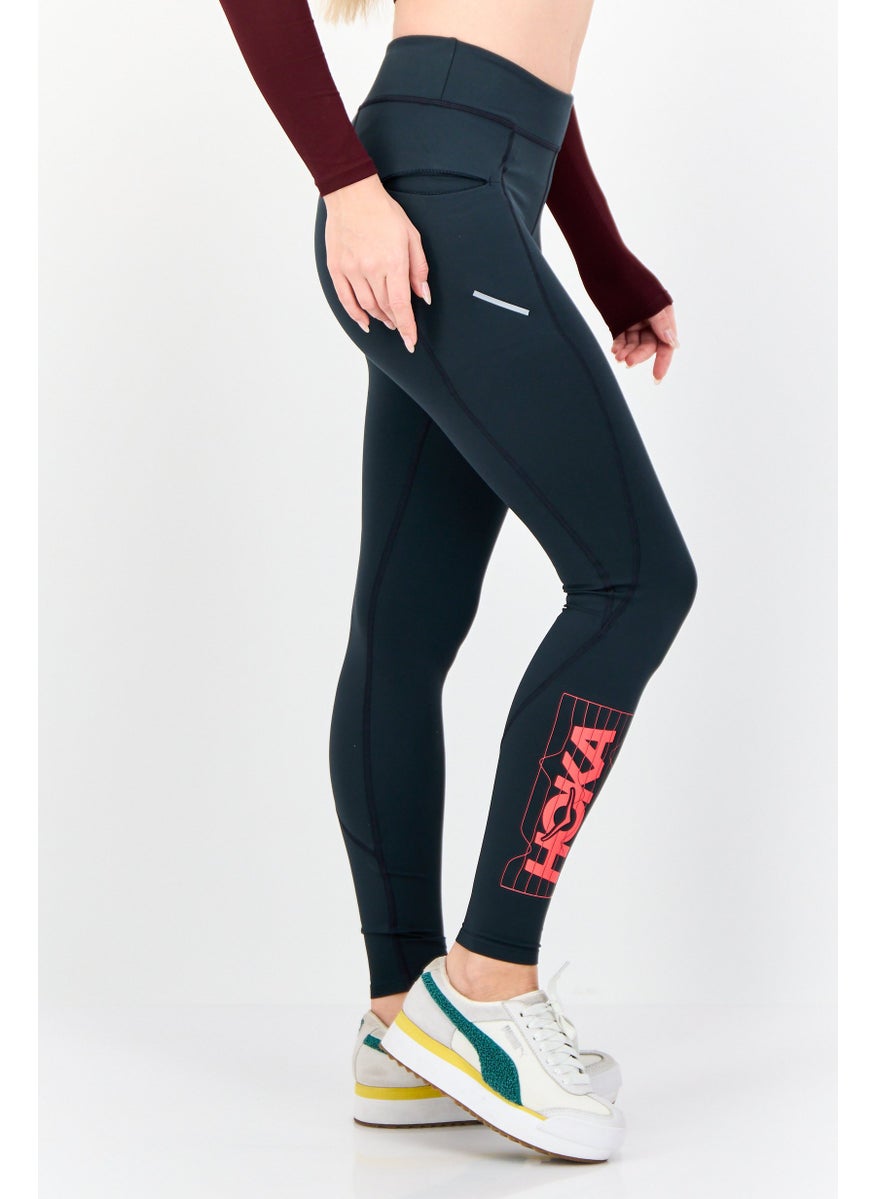 Women Sportswear Fit Brand Logo Training Leggings, Grey