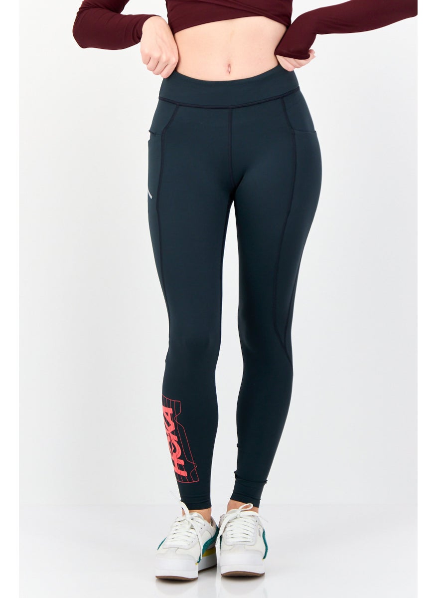 Women Sportswear Fit Brand Logo Training Leggings, Grey