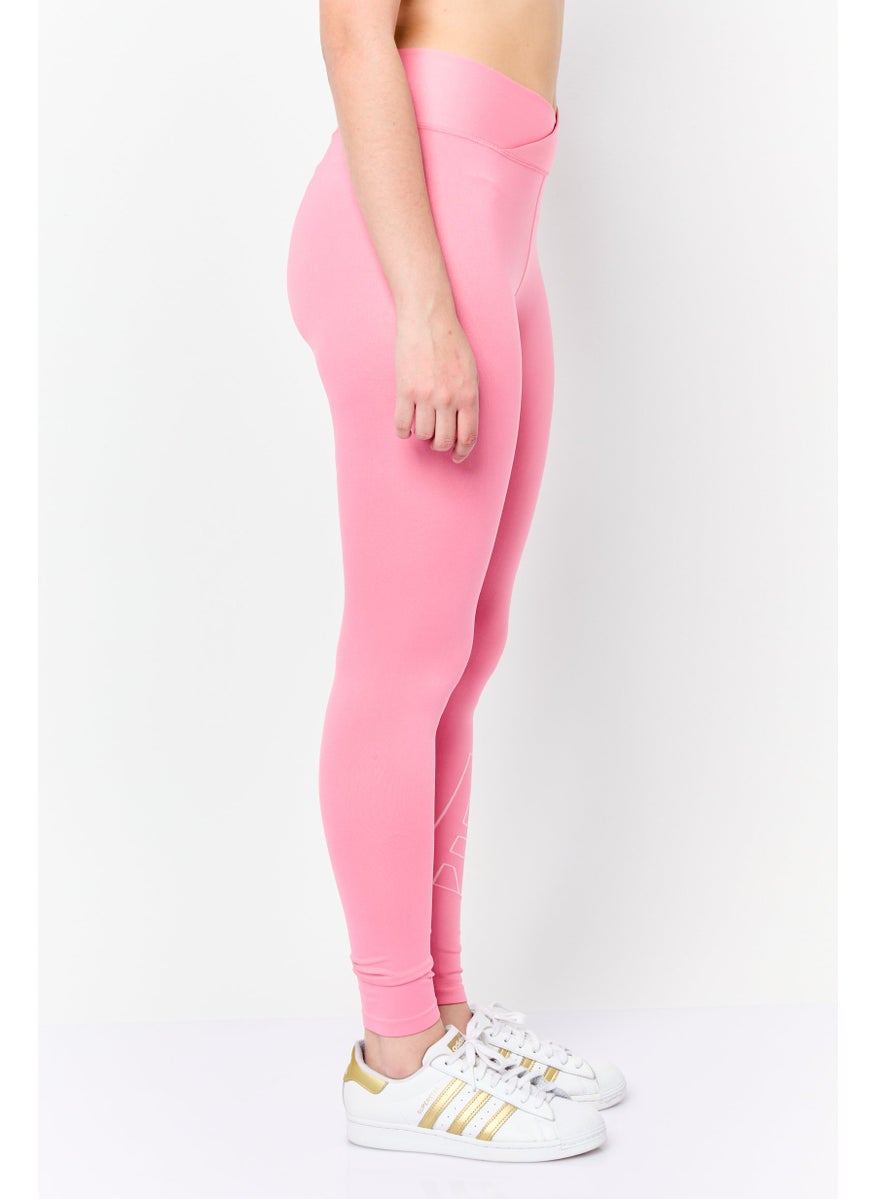 Women Brand Logo Plain Legging, Pink