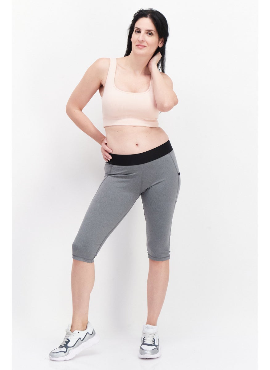 Women Sportwear Fit Brand Logo Cap Tights, Black