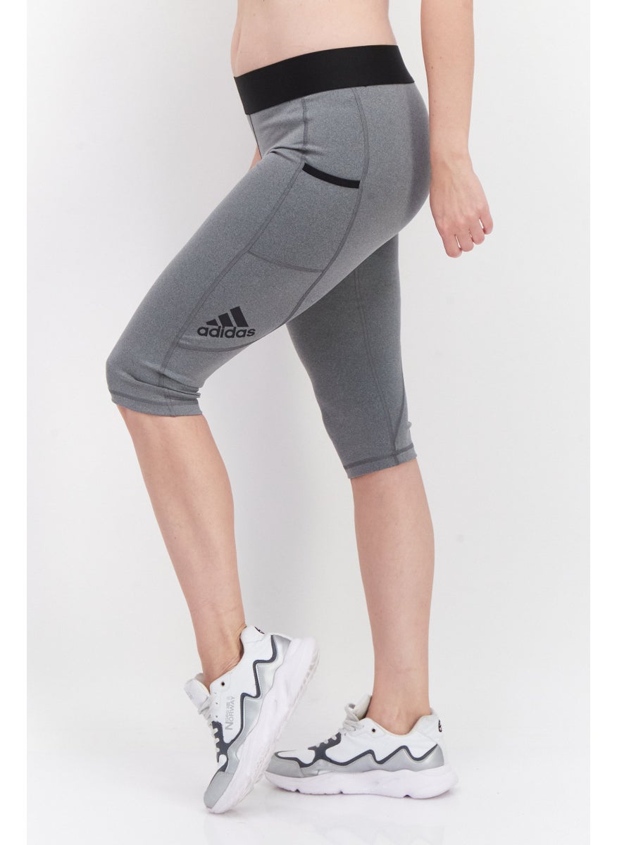 Women Sportwear Fit Brand Logo Cap Tights, Black