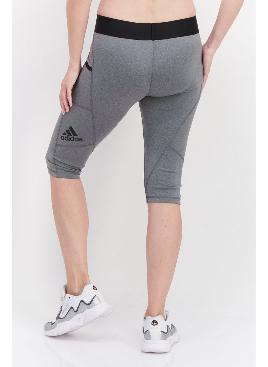 Women Sportwear Fit Brand Logo Cap Tights, Black