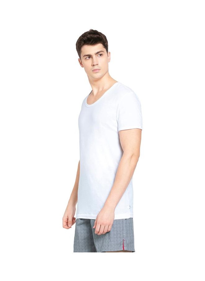 Jockey 8817 Men Super Combed Cotton Round Neck Half Sleeved Vest with Extended Length for Easy Tuck Pack of 2
