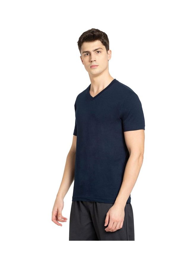Jockey 2726 Men Super Combed Cotton Rich Solid V Neck Half Sleeve T Shirt