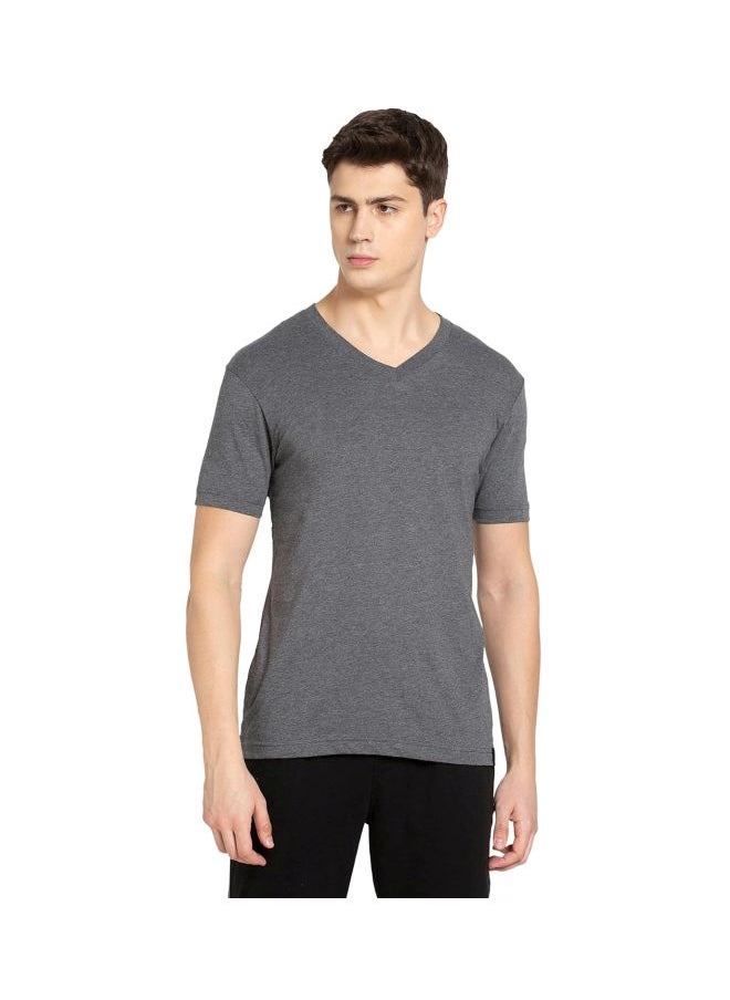 Jockey 2726 Men Super Combed Cotton Rich Solid V Neck Half Sleeve T Shirt