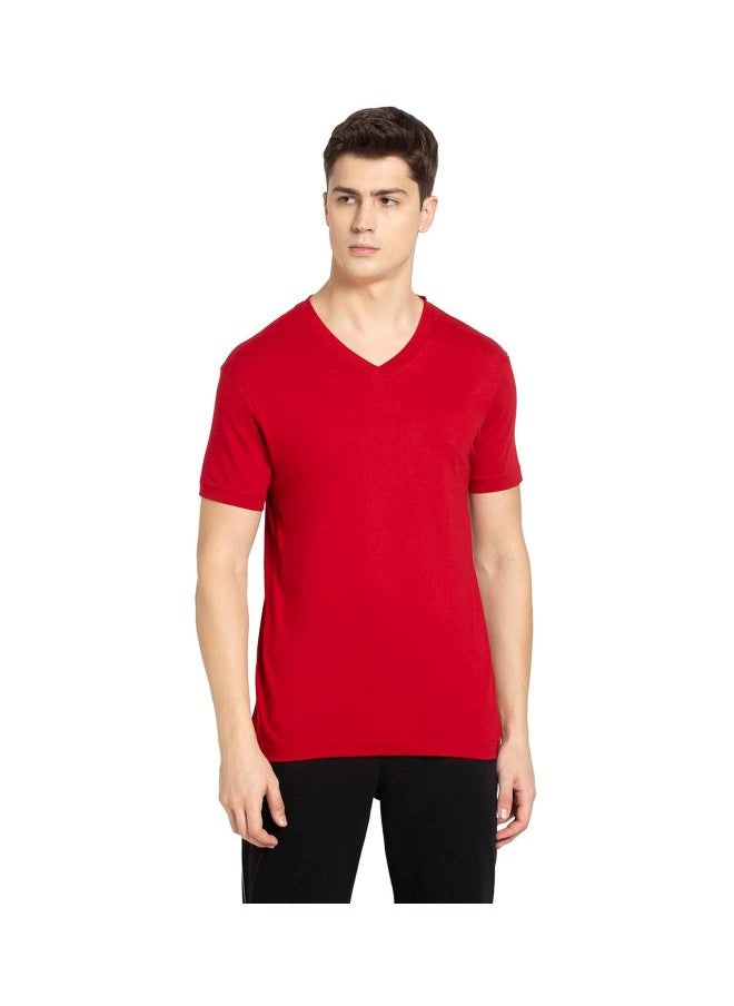 Jockey 2726 Men Super Combed Cotton Rich Solid V Neck Half Sleeve T Shirt