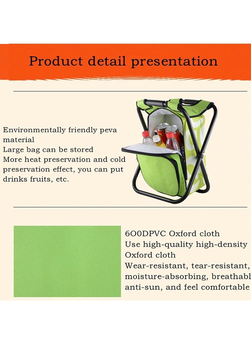 Portable Camping Chair, Back Rest and Cooler Bag,Lightweight Portable Outdoor Chair for Fishing Garden Hiking Backpacking Travel Outside Seat